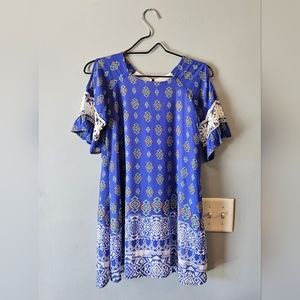 Blue open shoulder tunic youth size 12